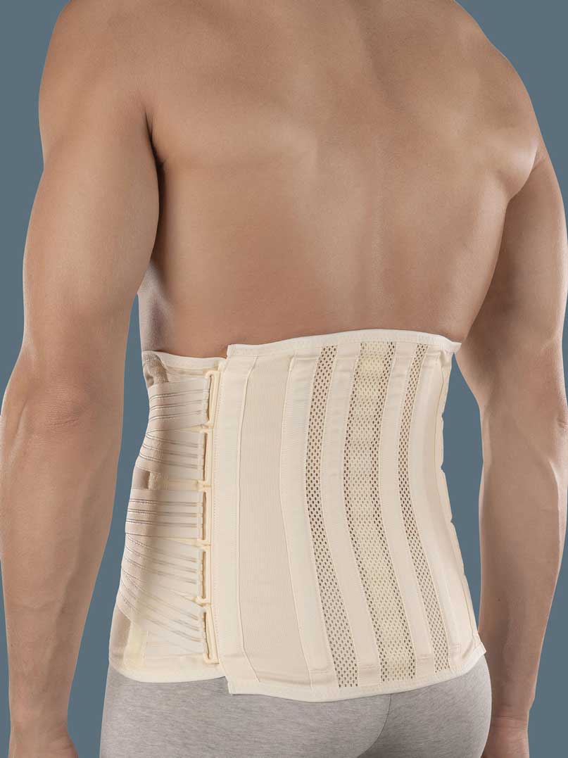 Kõrge ortoos lülisamba stabiliseerimiseks ja toetamiseks, plastiliselt tugevdatud kangidega.